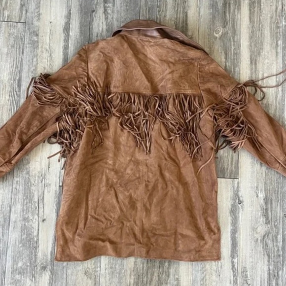 Sandro Atila Fringe Suede and Leather Jacket in Camel - Picture 5 of 6